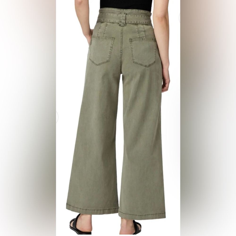 Paige Harper green wide leg pants with tie. Size 24. - Picture 2 of 4